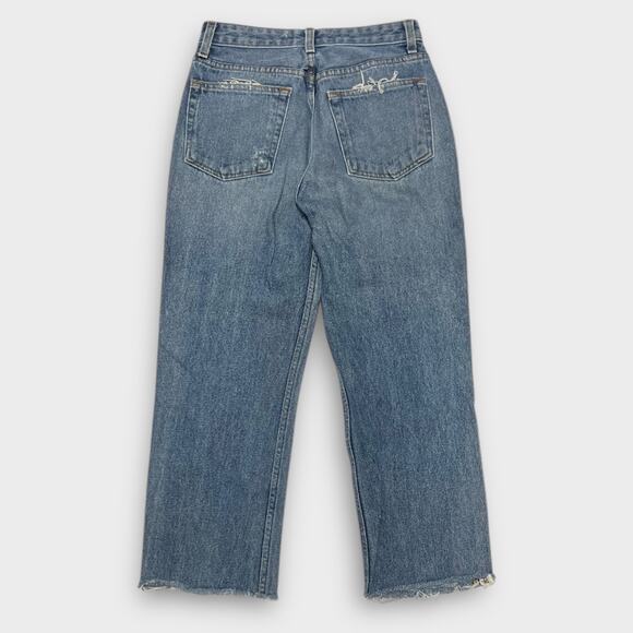 Reformation Vintage Fit Distressed Frayed Hem Cropped Jeans in Salton Size 26 - Picture 2 of 8